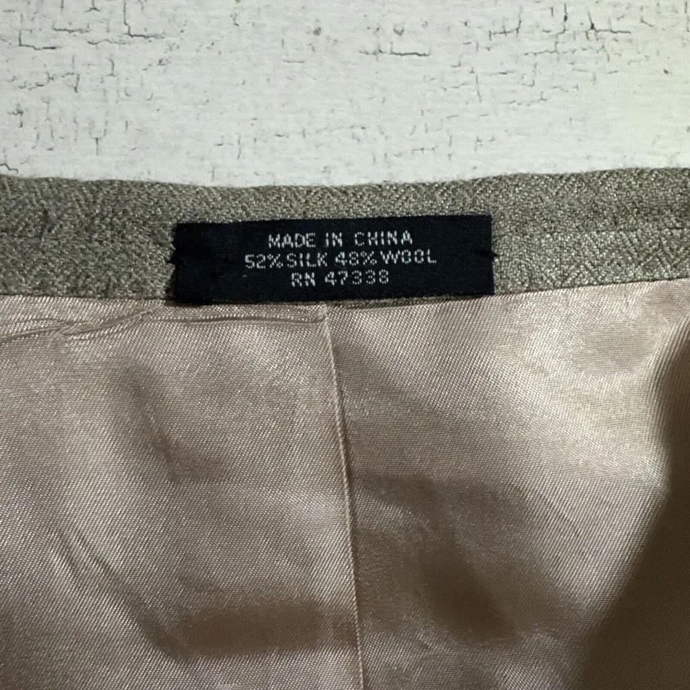 Donald Trump‎ Signature Collection Suit Jacket Mens 44L Tan Plaid Wool/Silk